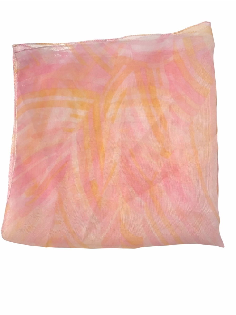 Square Scarf Pastel Watercolor Print 19x20” Pink Yellow Ivory Spring Fairycore